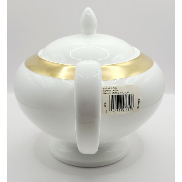 Wedgwood Satine Gold Teapot Porcelain New with Tags - Picture 5 of 12